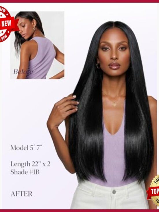16 Inch Human Hair Clip-In Extensions, 7 Piece Set for Volume & Length